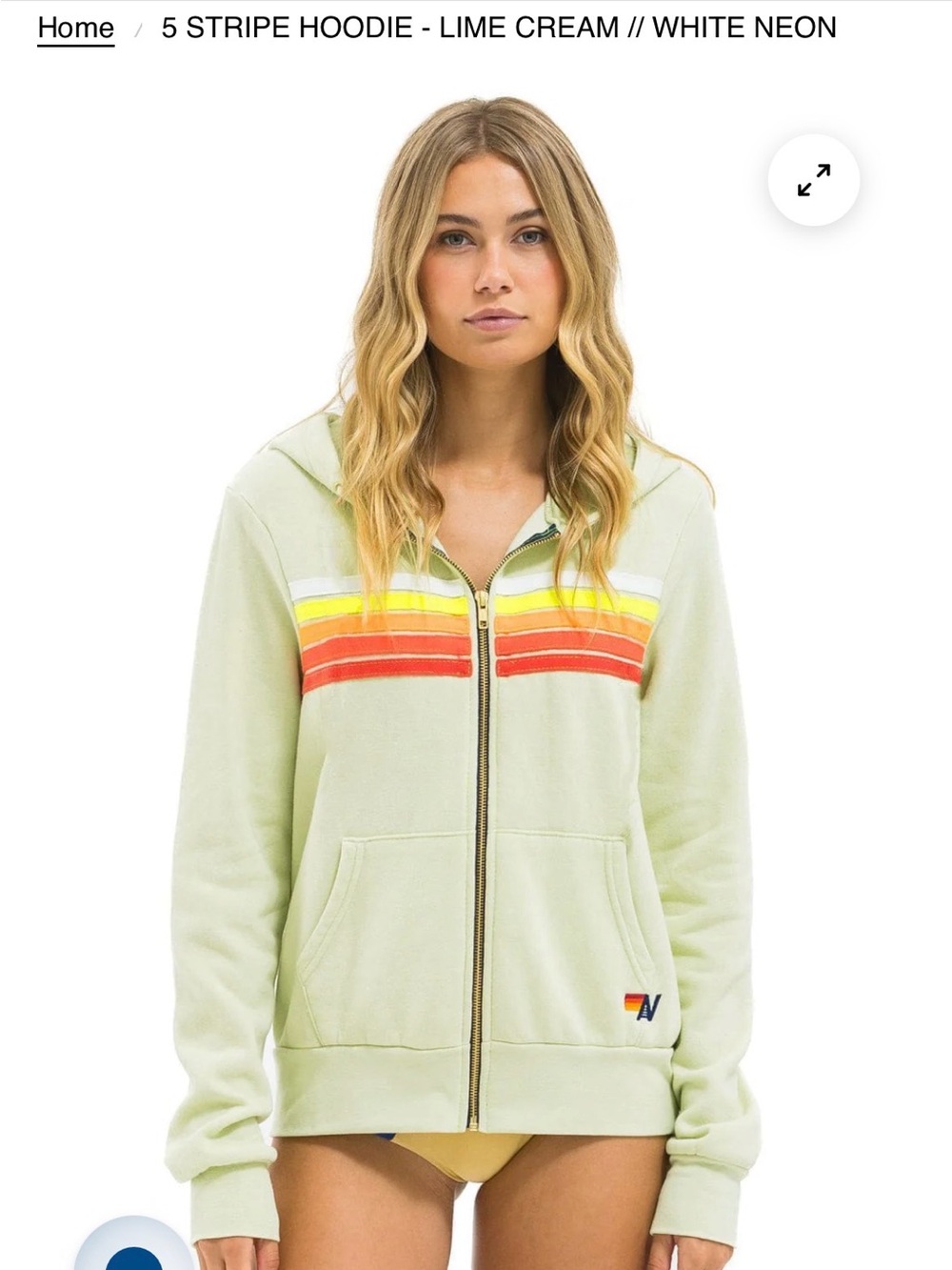 NWT Aviator Nation 5 Stripe Lime Green Zip-Up Size Medium